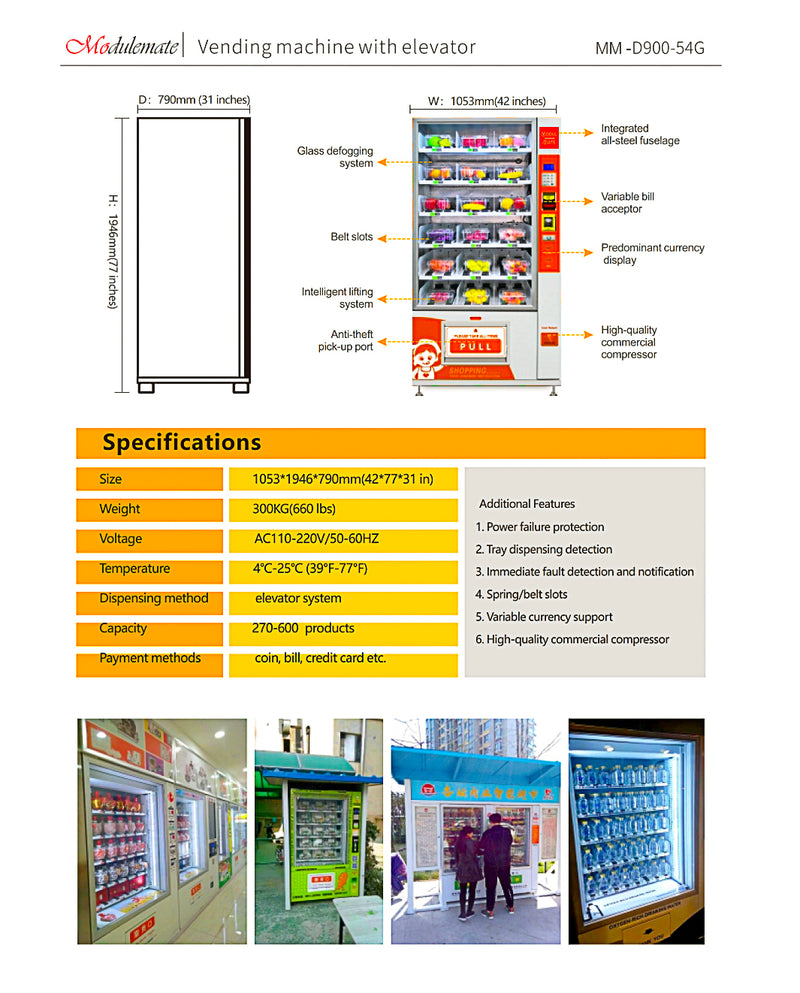 Snack machine with lifting system MM-D900-54G